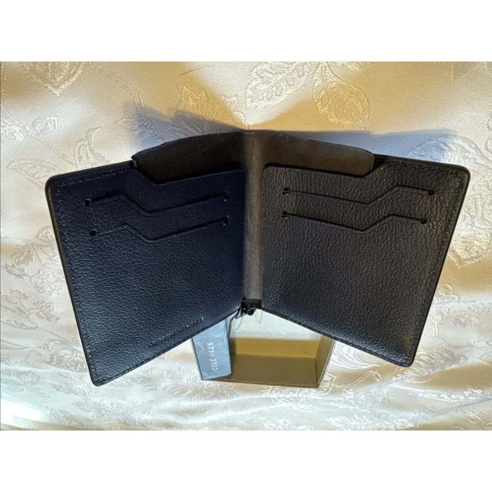 Men's Cole Haan Bifold Compact Slimfold Wallet Brown Leather Classic NEW